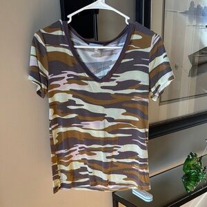 Camouflage V-Neck Women's Top Trendy Small